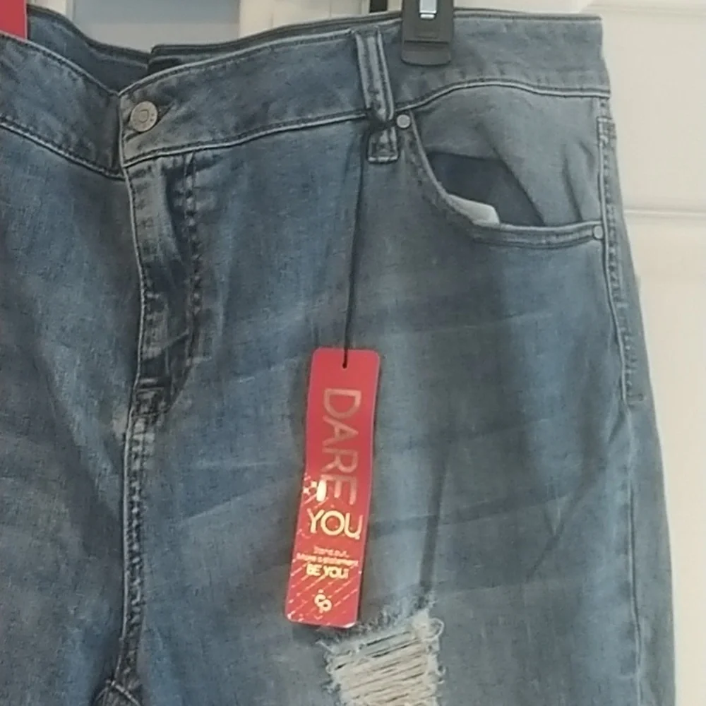 Forever 21 Celebrity Pink Skinny Distressed Raw Hem Ankle Jeans sz plus 22 - Picture 6 of 15